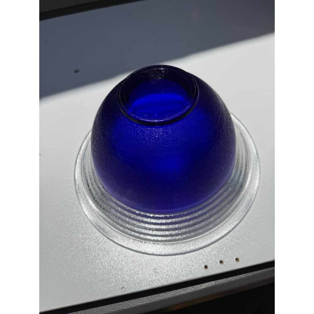 Cobalt Blue & Clear Glass Round Bowl - Clear Ribbed Rim Decorative Bowl - Picture 3 of 4